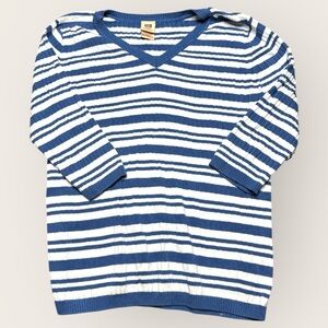 Faded Glory Blue and‎ White Striped Sweater Size XXL